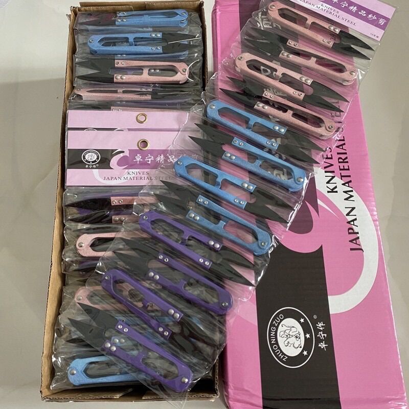 Kéo bấm chỉ màu tiện dụng -12 cái/1 vỉ