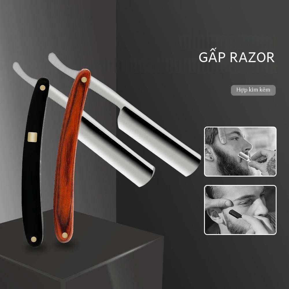 Chuyên Nghiệp Bằng Tay Cắt Tóc Lưỡi Dao Cạo Gỗ Dao Cạo Râu Thép Không Gỉ Cắt Tóc Dụng Cụ Dành Cho Nam