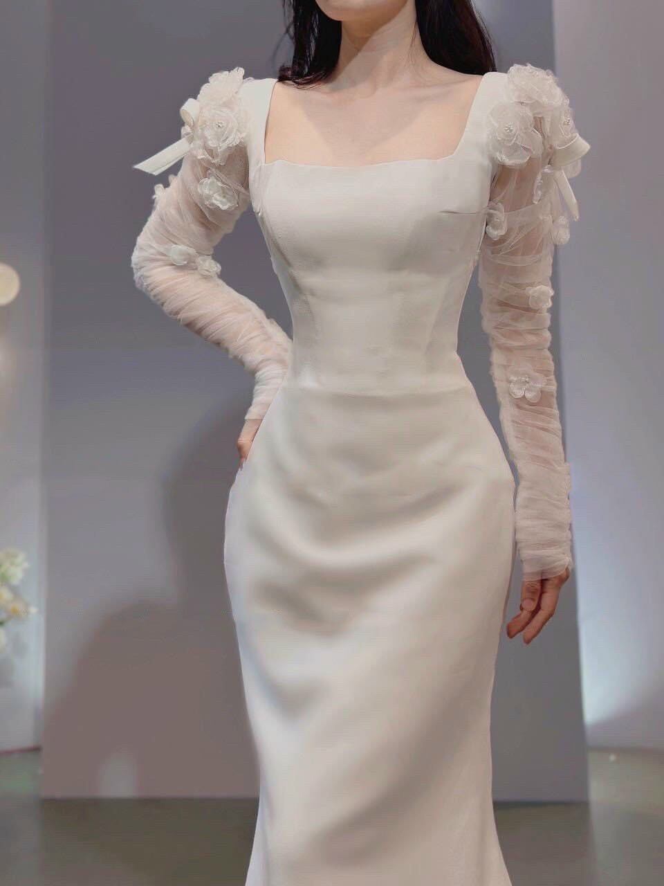 ĐẦM BODY ĐUÔI CÁ ĐÍNH HOA TAY