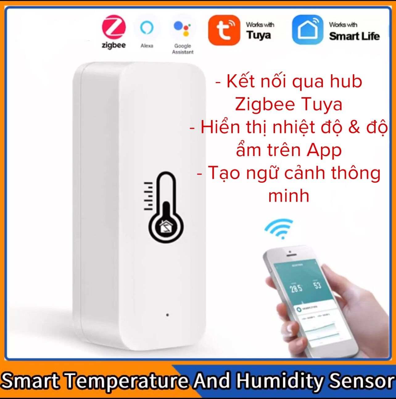Cảm biến nhiệt độ & độ ẩm Zigbee Tuya