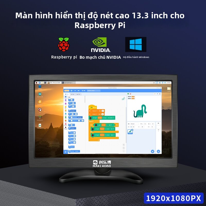 Raspberry Pi Compatible HD Display 13.3 Inch 1980x1080 Plug and Play Giá 3,487,000 Đồng*Miễn phí vận chuyển
