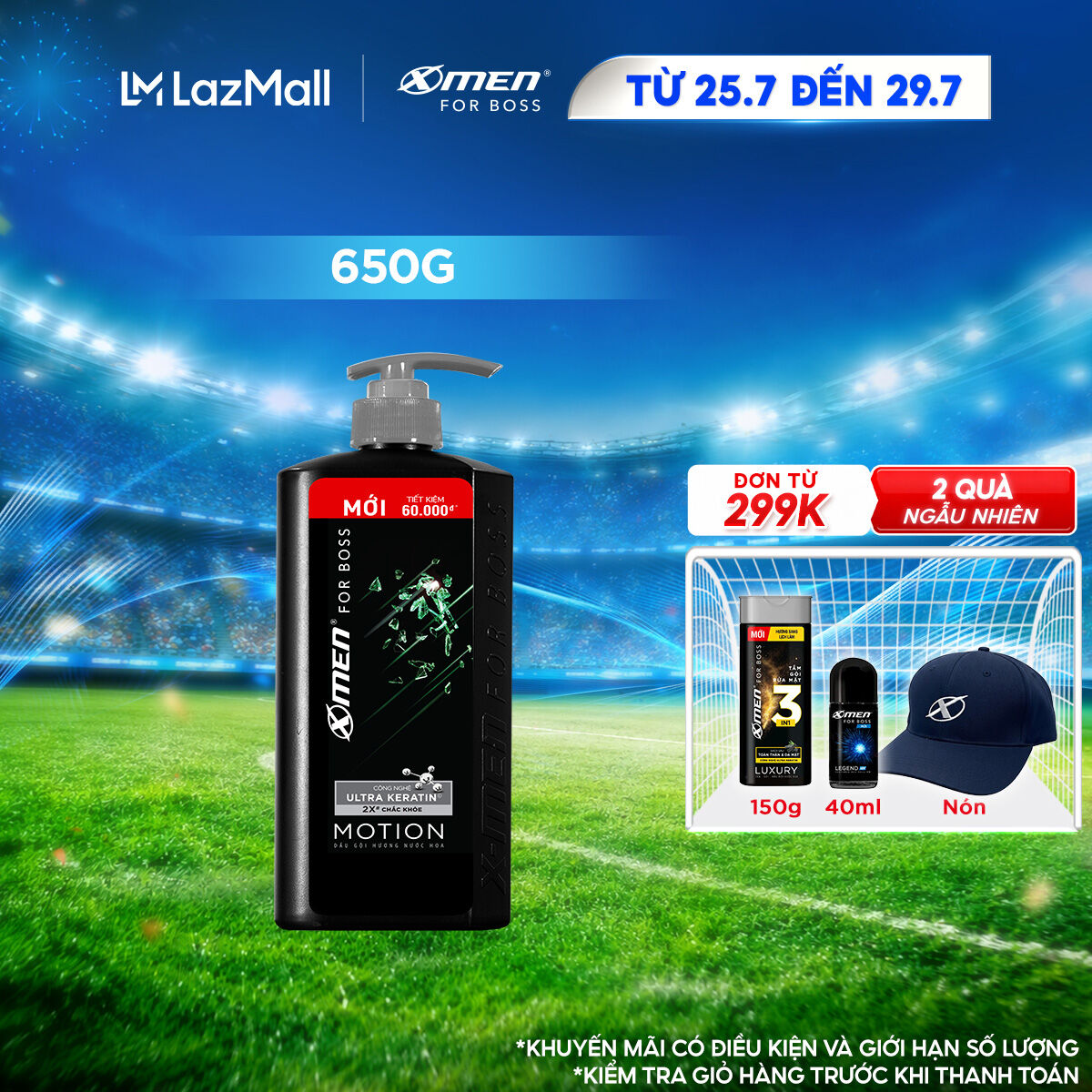 Dầu gội X-Men for Boss hương trầm đầy nội lực Motion với Ultra Keratin© mới 650g