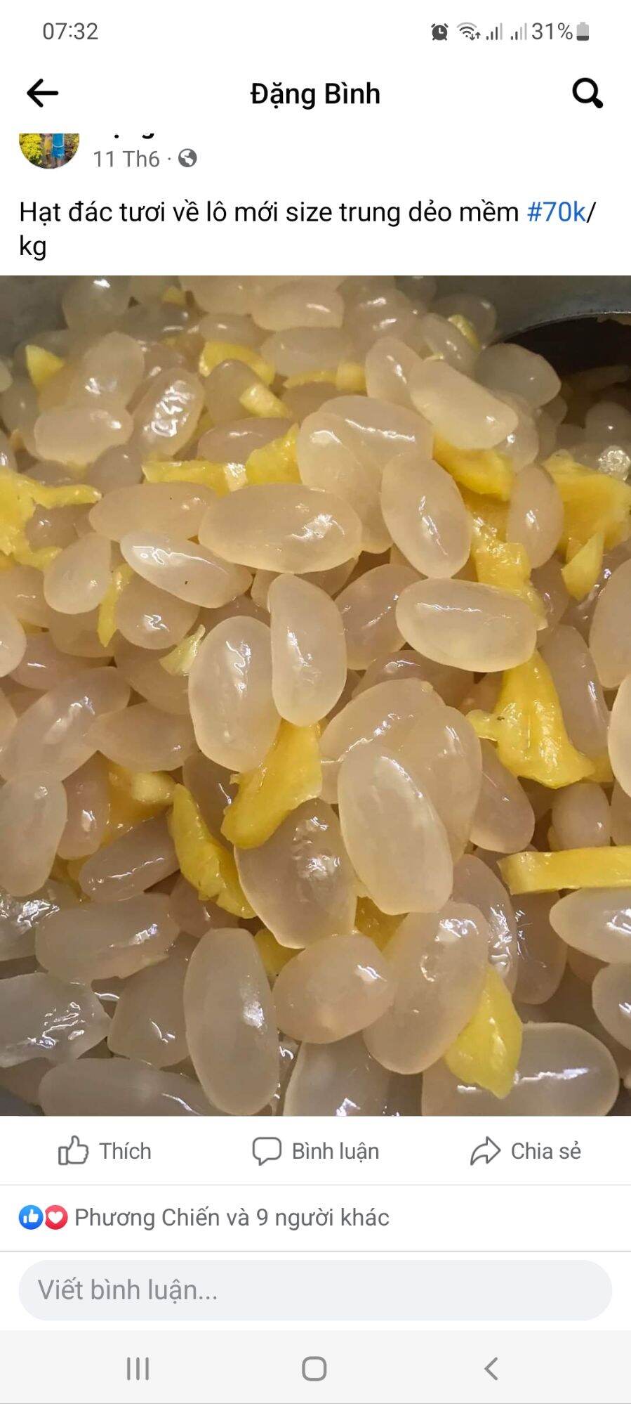 1kg hạt đác tươi Khánh Hòa hạt to