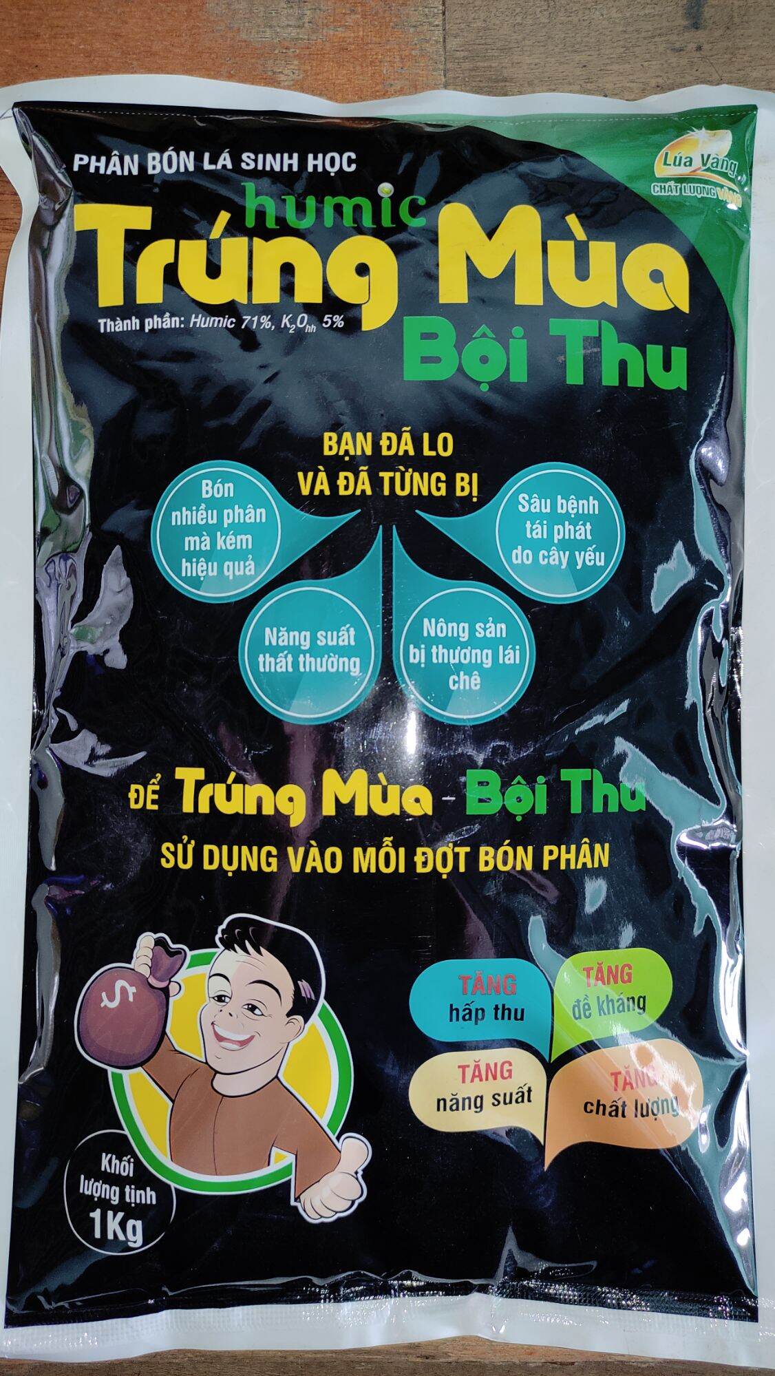 PHÂN BÓN KÍCH RỄ HUMIC TRÚNG MÙA LÚA VÀNG gói 1kg