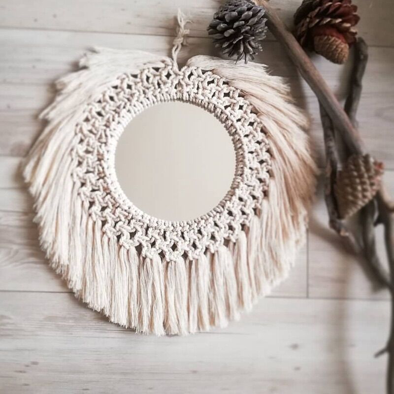 Gương treo tường macrame decor, trang trí phòng