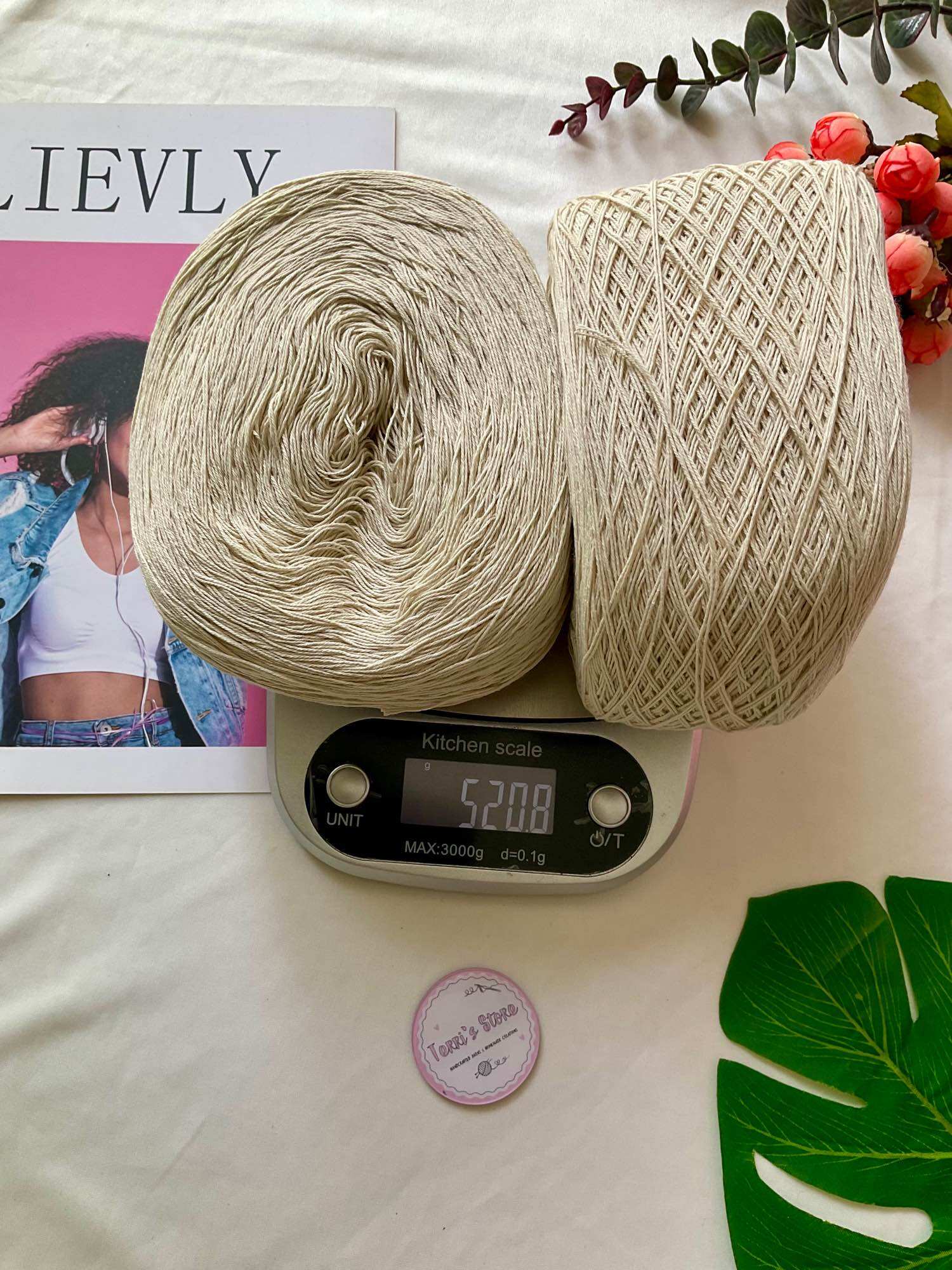 Yarn - sợi linen pha cotton - sợi chập - cỡ sợi từ 0.6mm ~ 0.8mm - đan móc áo váy mùa hè