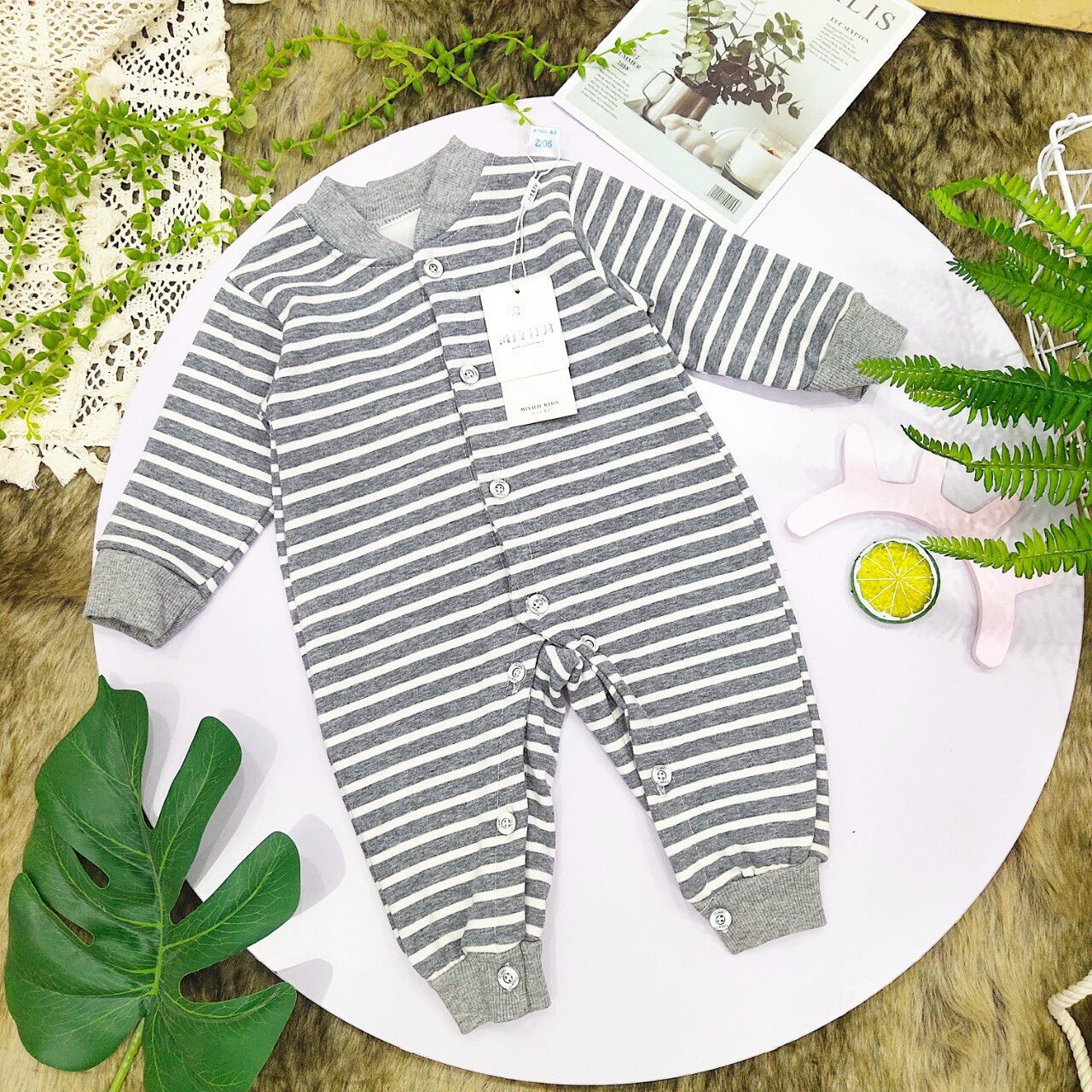 Body nỉ lông thu đông cho bé 3-8kg