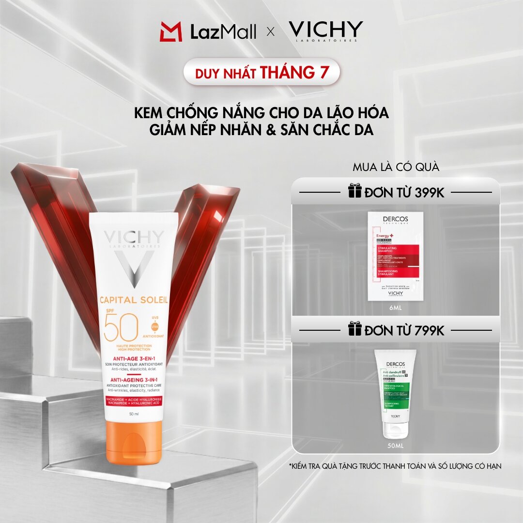 Kem chống nắng bảo vệ và giúp giảm các dấu hiệu lão hóa Capital Soleil Anti-Age SPF50