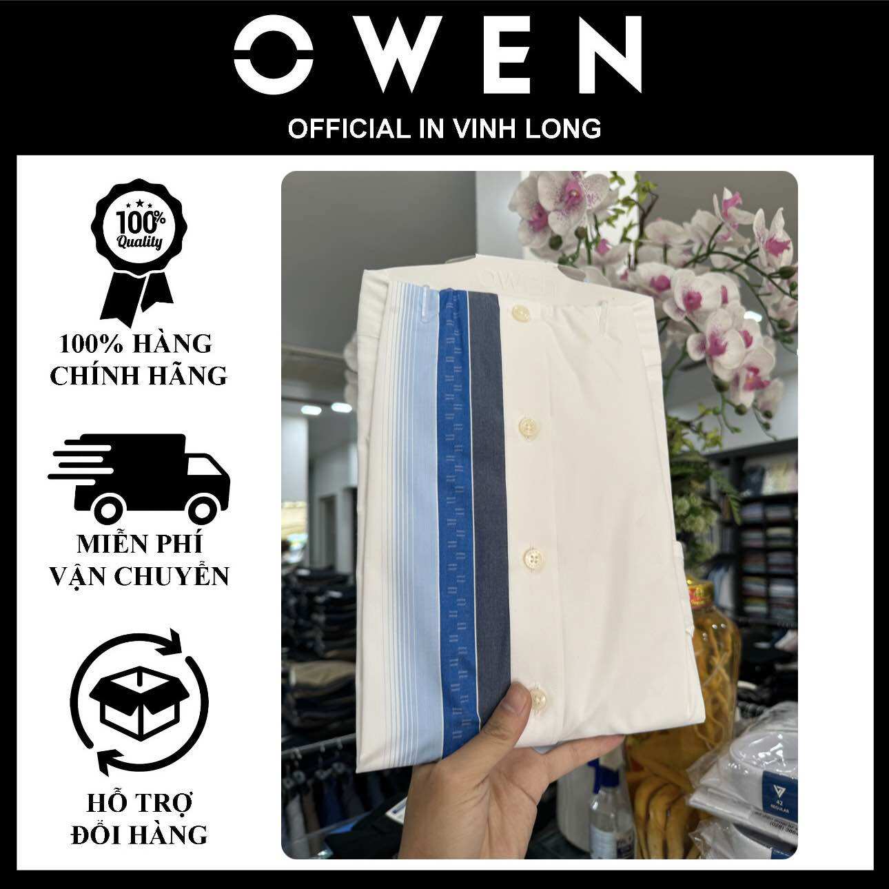 Áo sơ mi dài tay Owen form RegularFit ôm còn size 42 (AR80038D)