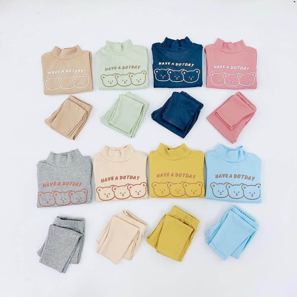 Bộ coton len Xuất Hàn cho bé trai bé gái