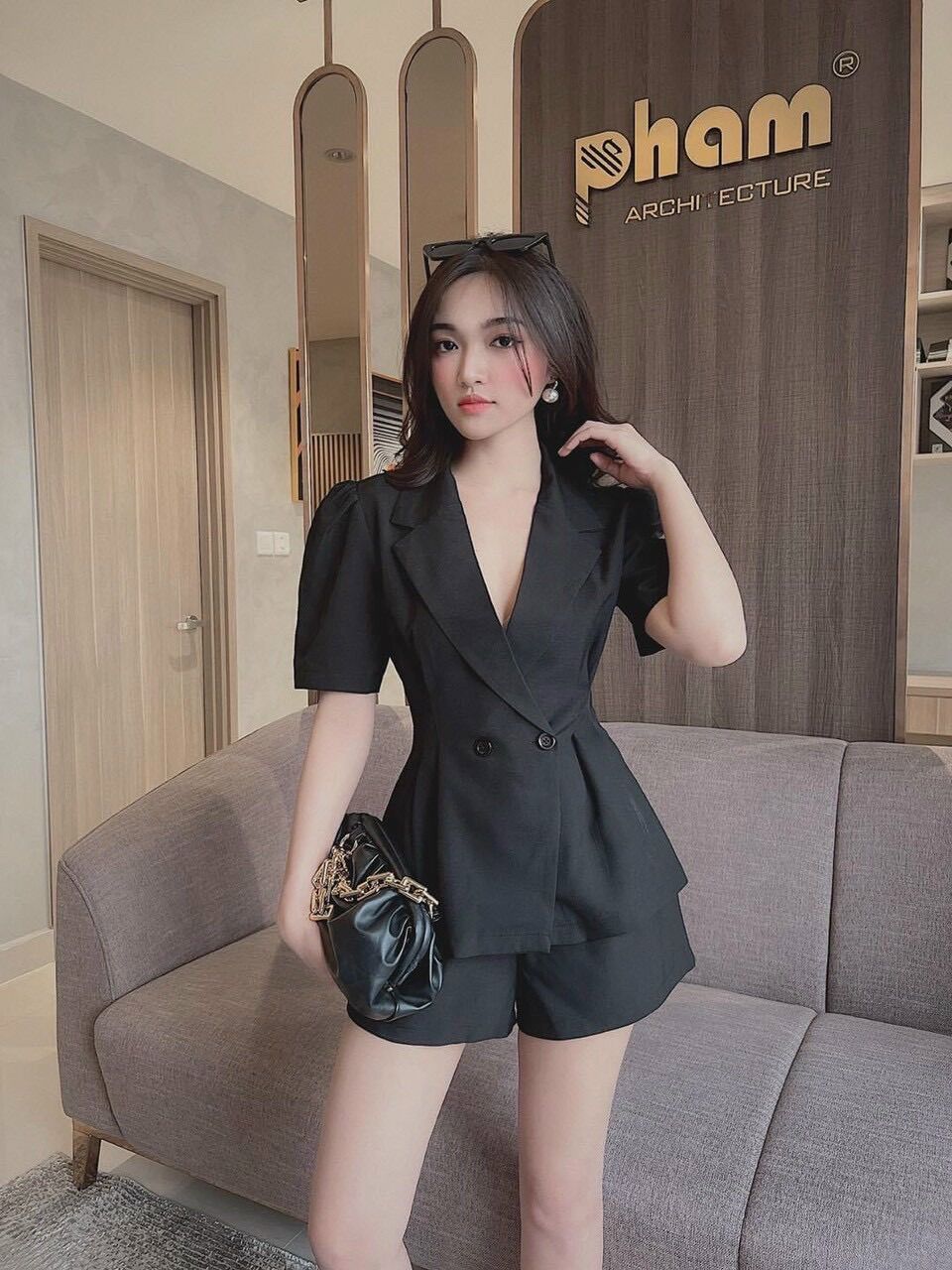 Set quần short đùi + áo vest sang chảnh