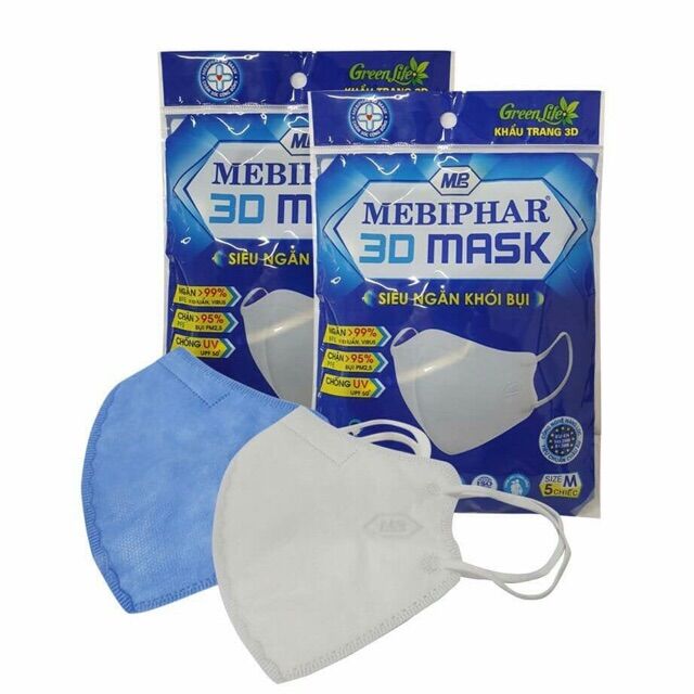 [HCM][1 SET 5 CÁI] KHẨU TRANG Y TẾ MEBIPHAR 3D LOẠI 2 ( 3 LỚP GIẶT SỬ DỤNG LẠI ĐƯỢC)