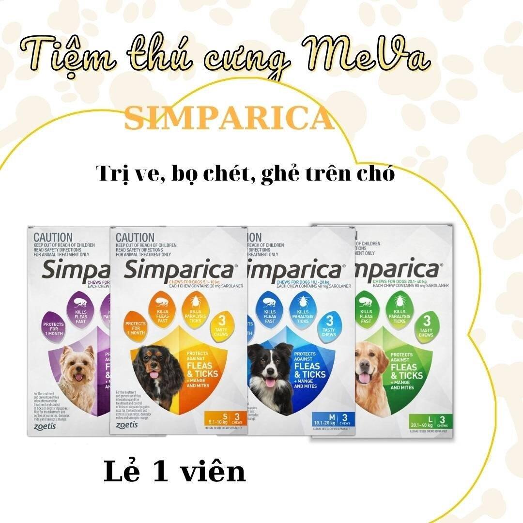 Simparica viên nhai phòng và trị ve ghẻ bọ chét cho chó - lẻ 1 viên