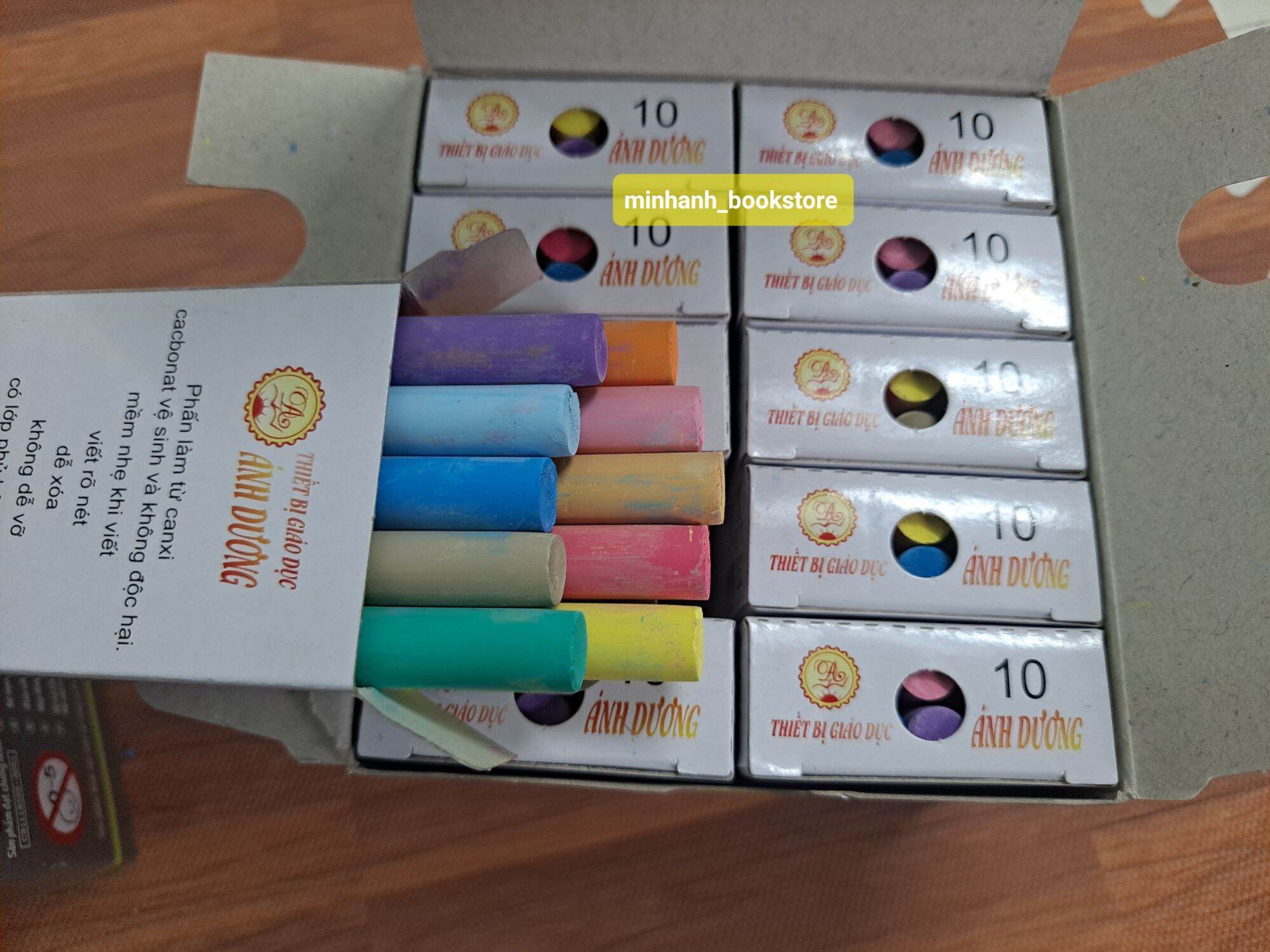 Phấn viết bảng thanh đậm Ánh Dương (Trắng và màu) tròn đều