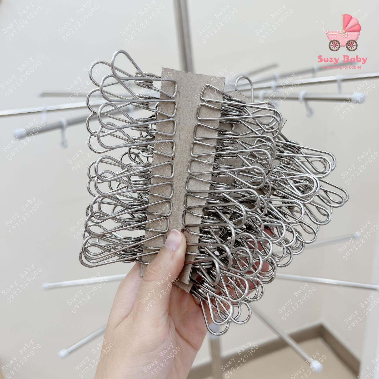 CÂY PHƠI QUẦN ÁO INOX ĐA NĂNG 3 TẦNG 52 MÓC KẸP
