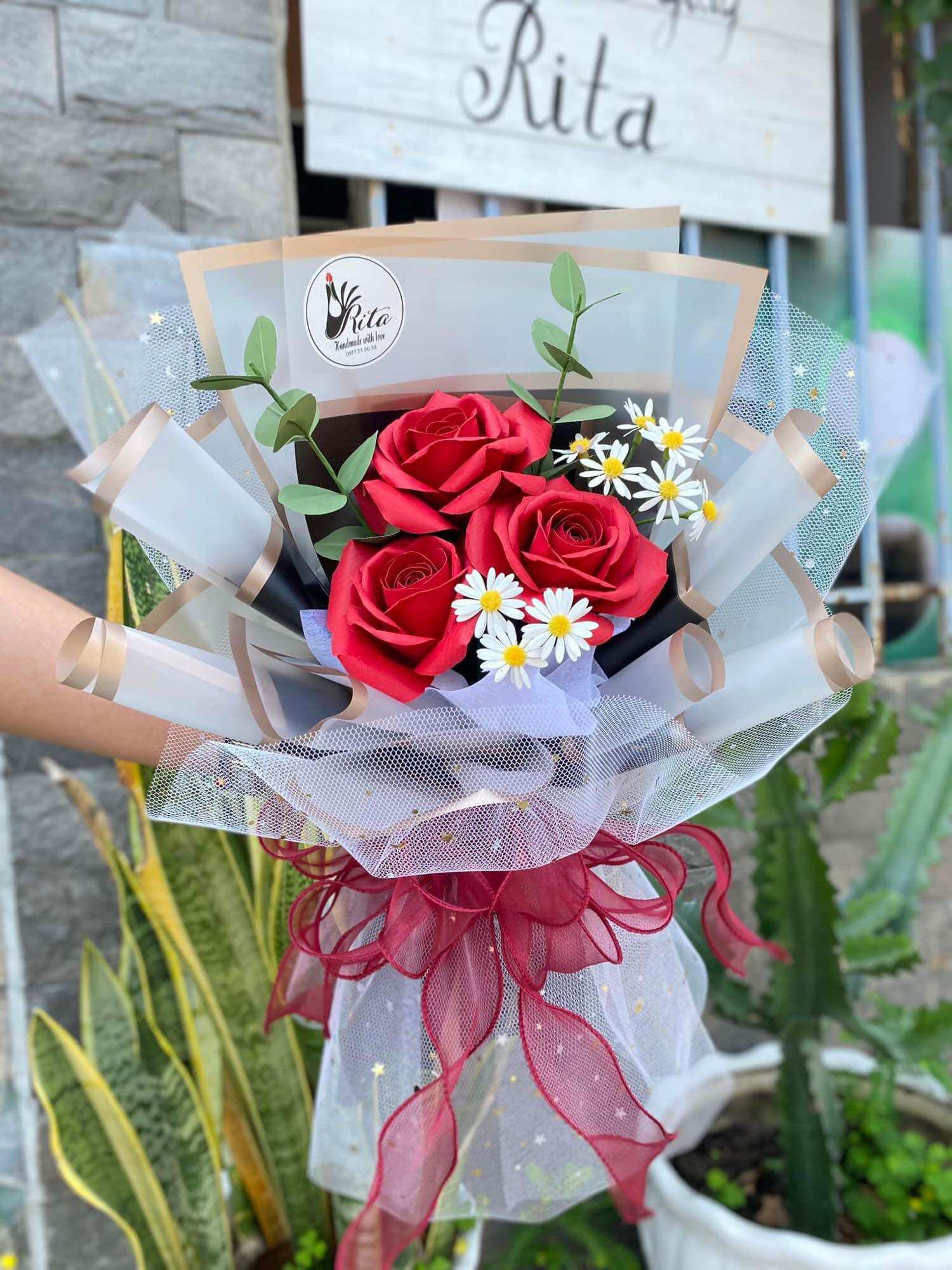 Set hoa cắt sẵn làm 10 bông hoa hồng