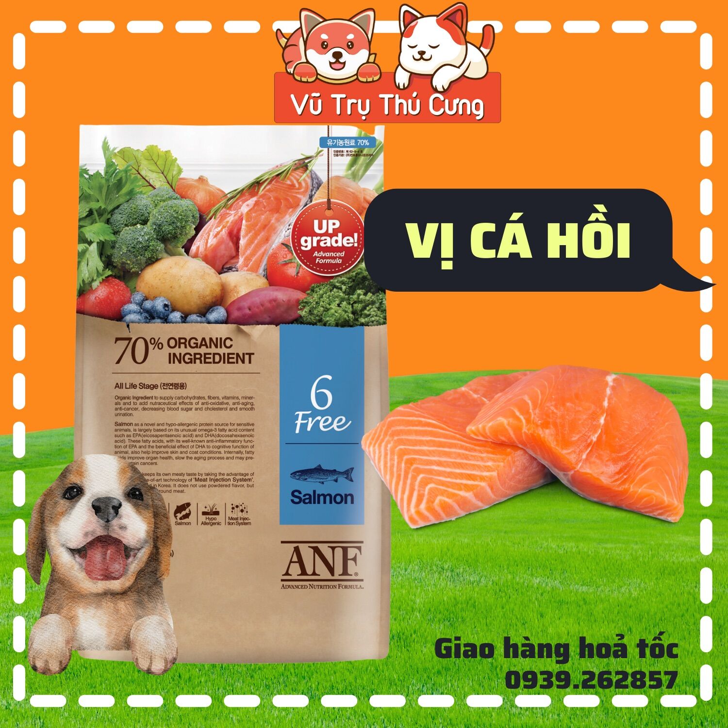 ANF 6free organic seed food for dogs of all ages; meat and vegetable ingredients with high fiber and nutrition