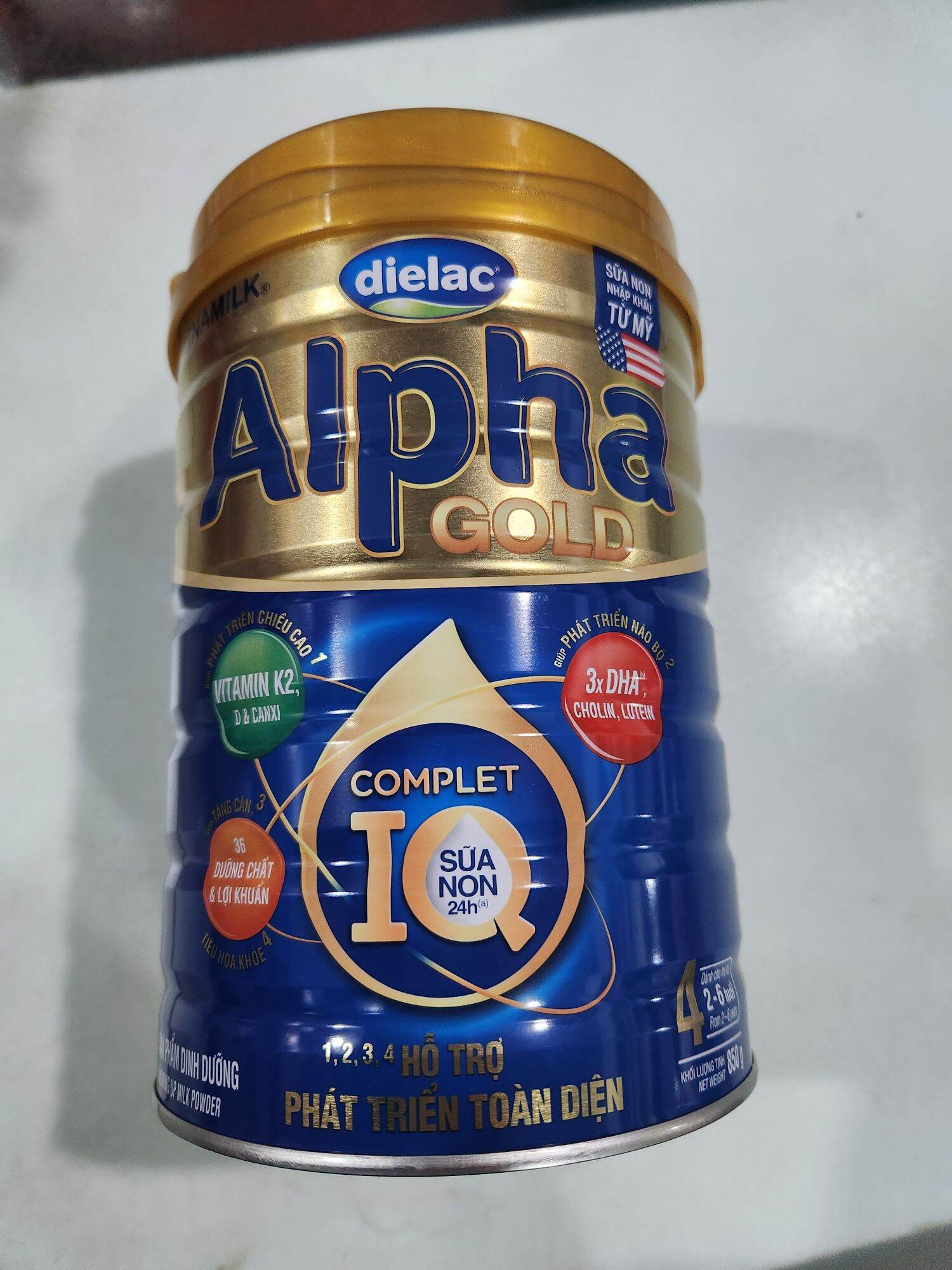 Sữa bột Dielac Alpha gold s.non 4 850g. Cho trẻ 2 - 6 tuổi. Hàng chính hãng.