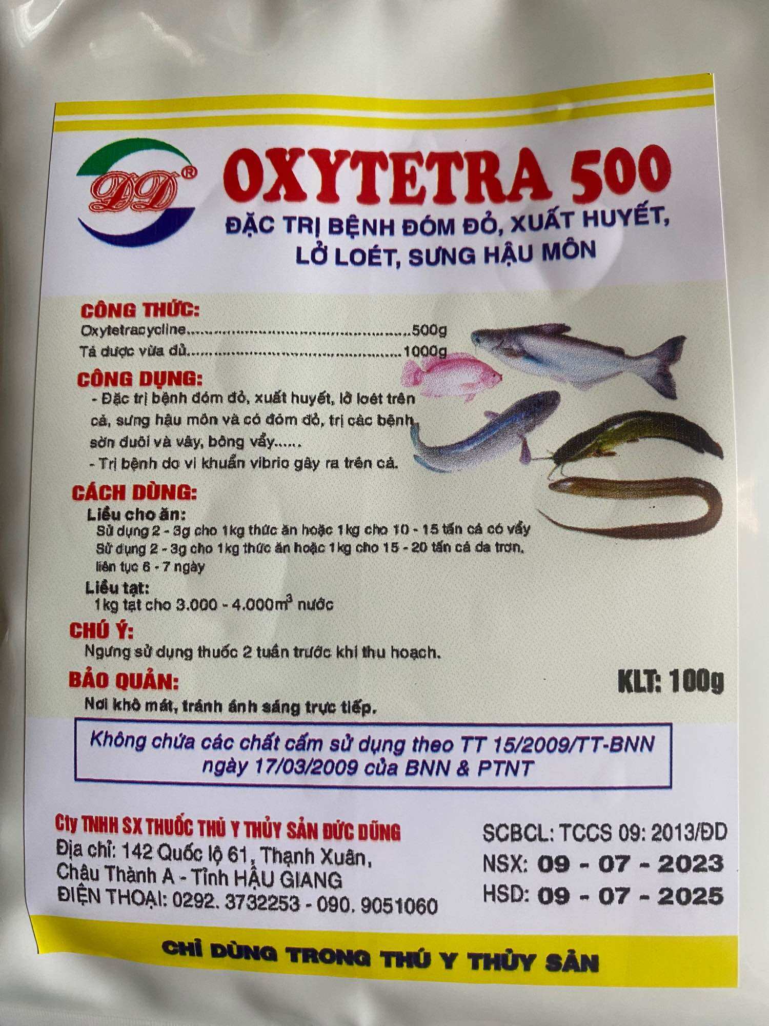 Oxytetra 500 chuyên phòng tri bệnh cho lươn, cá, ếch