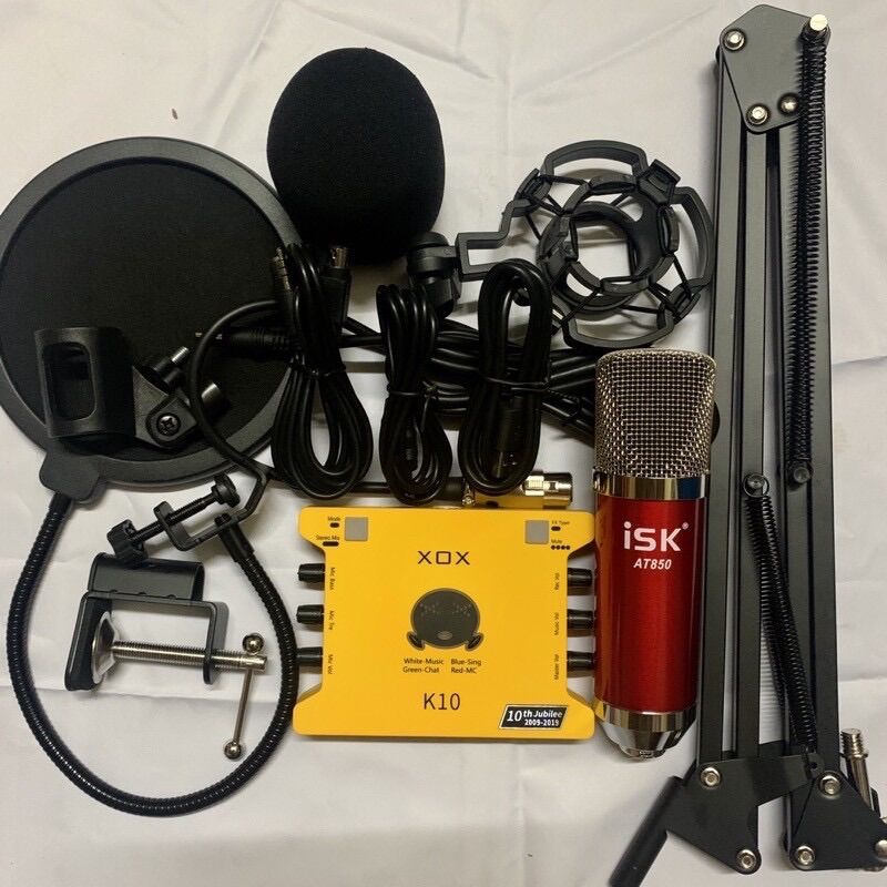 Chọn Bộ Thu Âm Livestream MIC ISK AT850+K10 Bản Kỷ Niệm + chân kẹp+ màng lọc bh 6 tháng