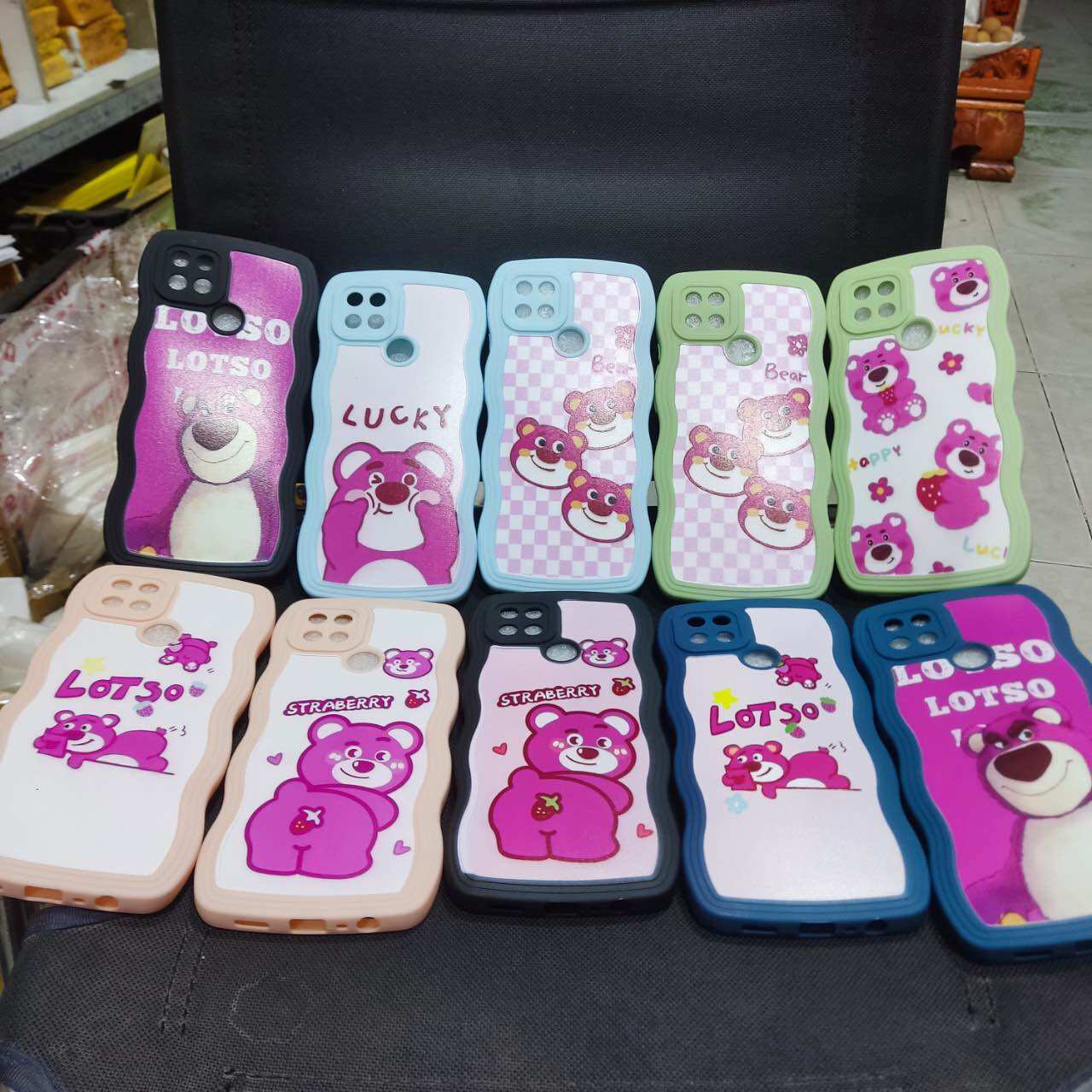 Case Ốp lưng Oppo A15 dẻo viền lượng sóng lưng in hình gấu dâu