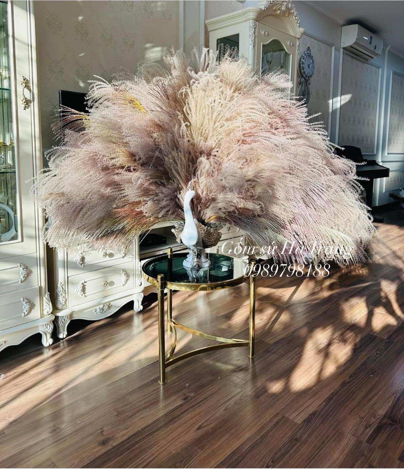 Chim công trang trí decor bày hoa quả cắm hoa