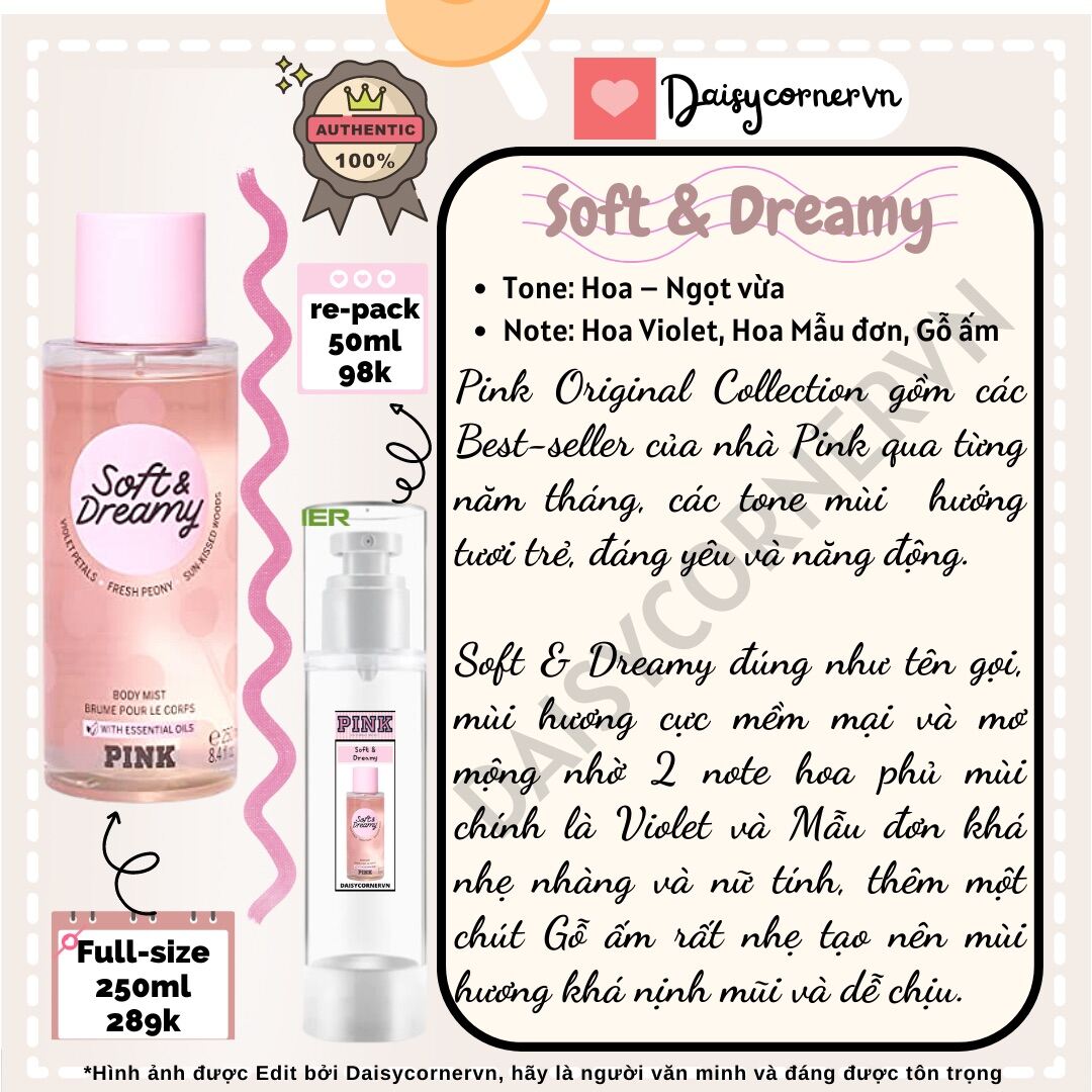 [Bill Mỹ] Pink Original - Xịt thơm Body Mist Victoria’s Secret - Warm & Cozy - Cool & Bright - Fresh & Clean - Soft & Dreamy