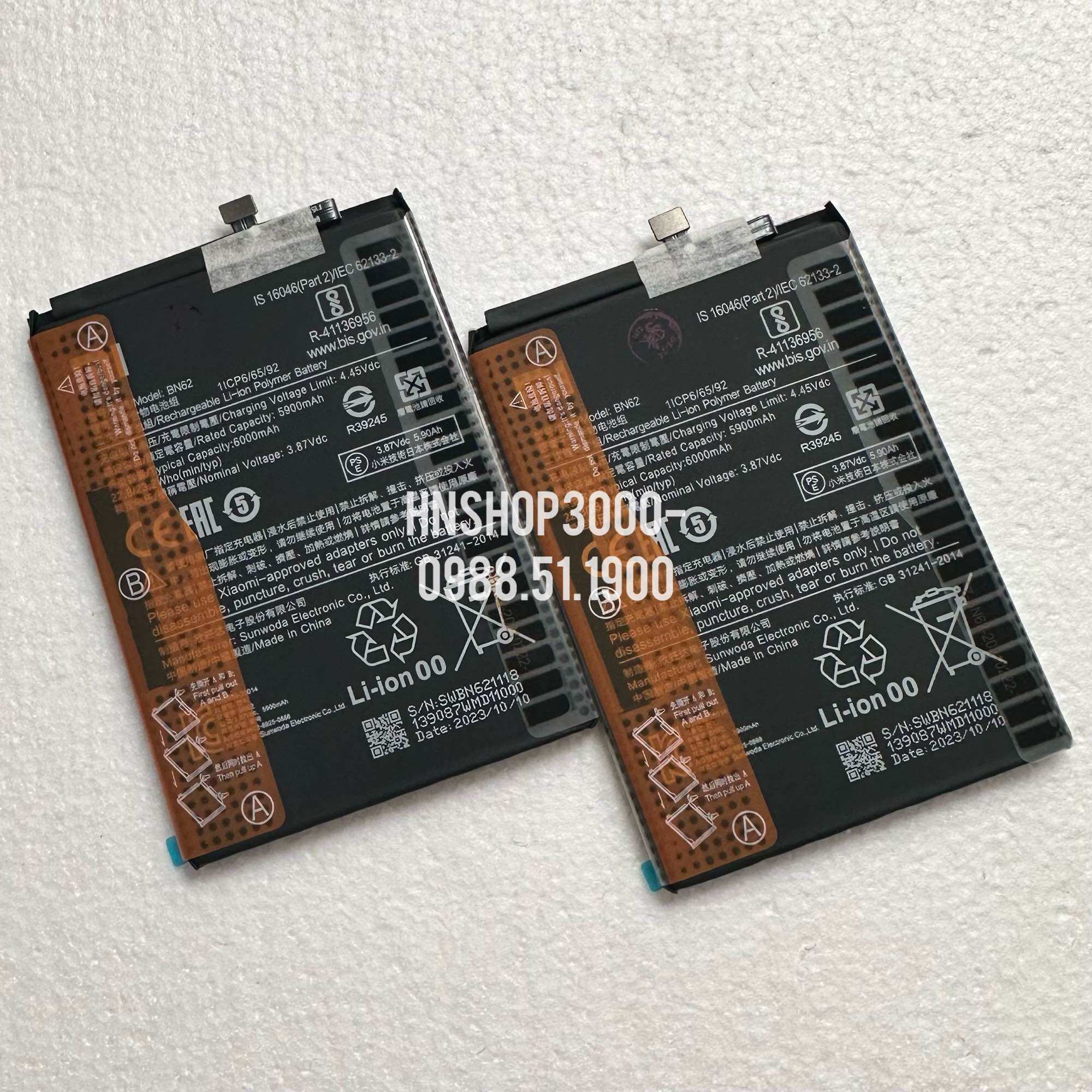 Pin xiaomi redmi 9t/ poco m3/ redmi note 9t 4g - bn62 dung lượng 6000mah zin chính hãng