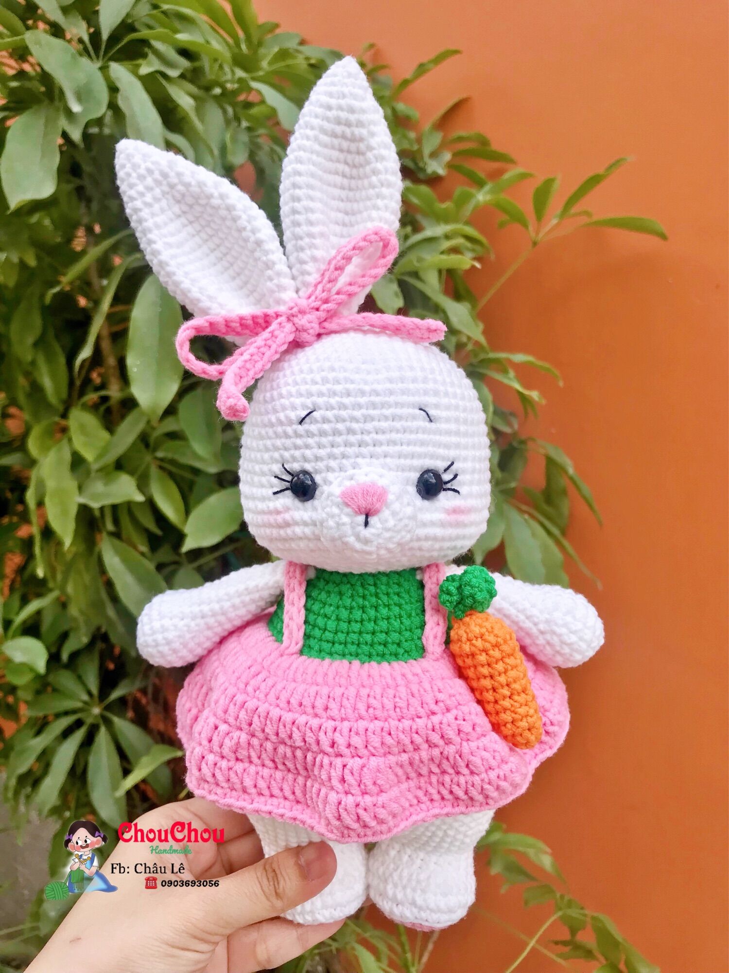 [HCM]Thú len nhồi bông handmade - Thỏ béo lùn ( 30cm)