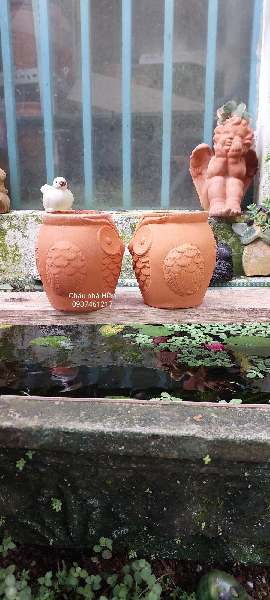 Chậu đất nung Bình Dương hình cú lu m6.5 x c 11 5