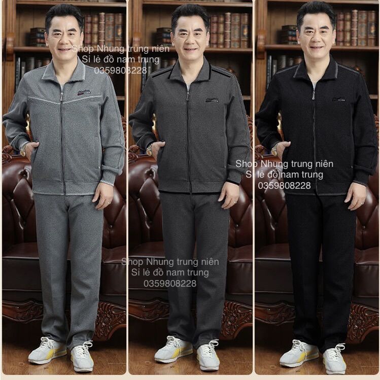 Bộ quần áo thể thao trung niên bộ nỉ nam trung niên bộ thể thao cho ng trung niên chất nỉ dày dặn mềm mịn nhiều mẫu