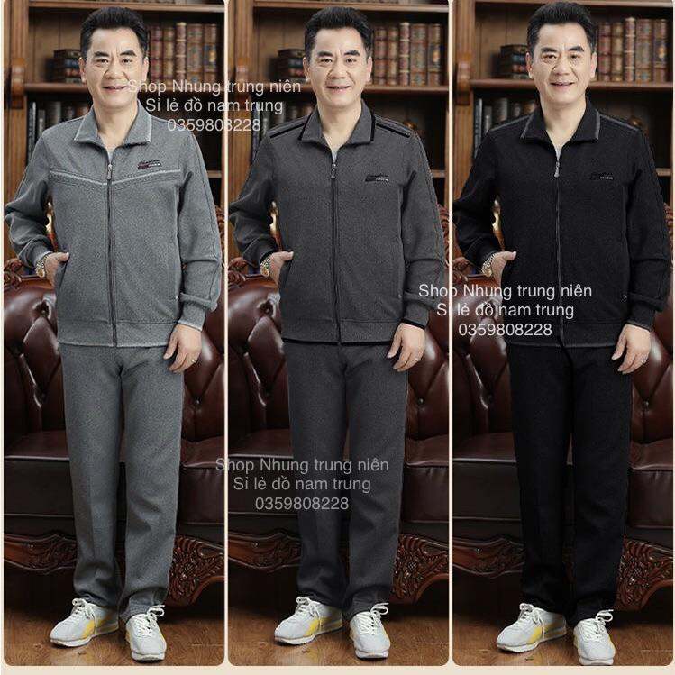 Bộ quần áo thể thao trung niên bộ nỉ nam trung niên bộ thể thao cho ng trung niên chất nỉ dày dặn mềm mịn nhiều mẫu