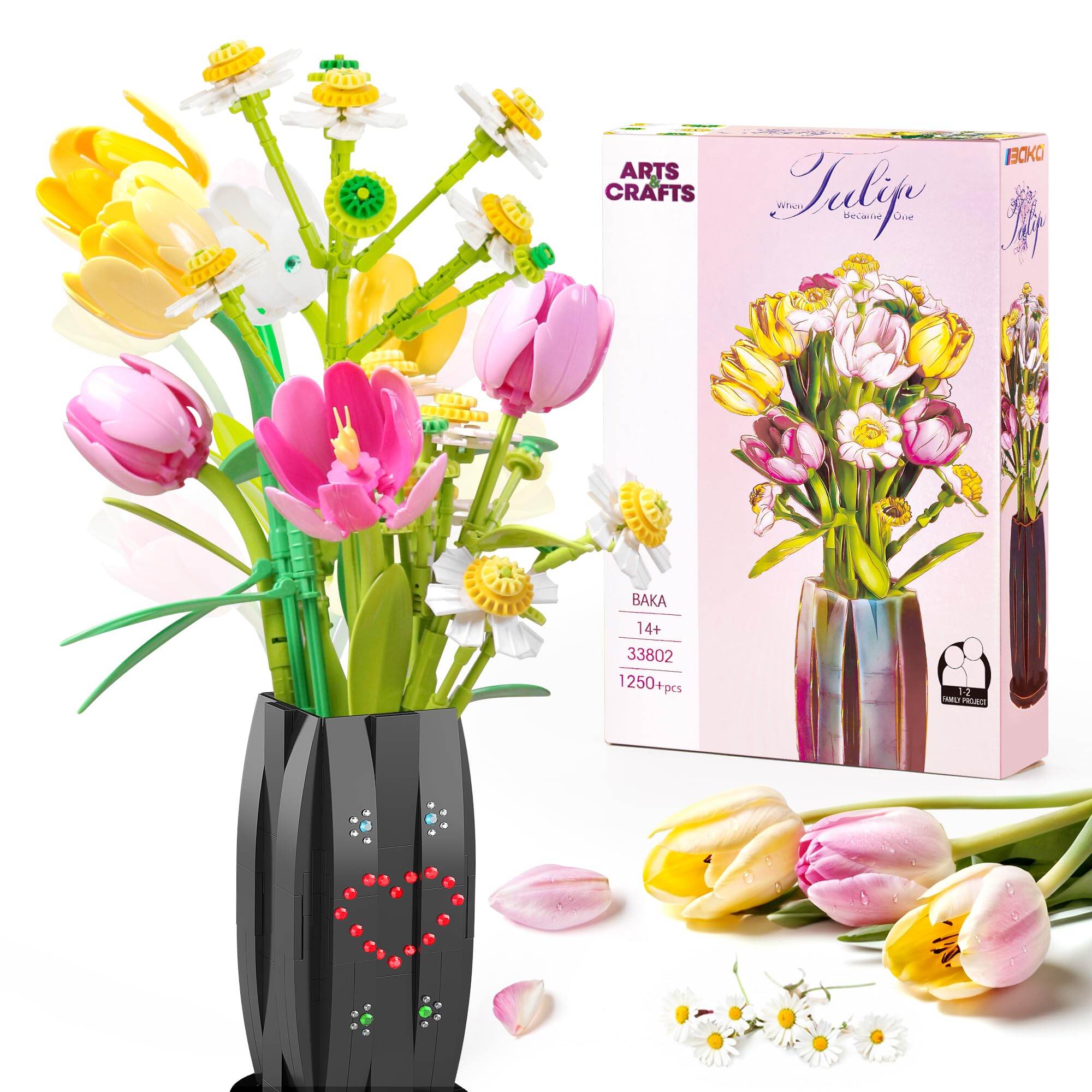 Bộ 1250 Hoa Tulip Hoa Khối Xây Dựng Bộ Dành Cho Người Lớn Diy Trang Trí Nhà Cửa Ngày Của Mẹ & Bé Gái