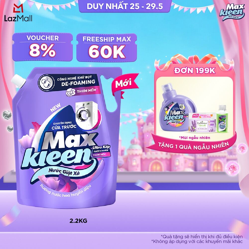Nước giặt xả cho máy giặt cửa trước MaxKleen hương Huyền Diệu 2.2kg