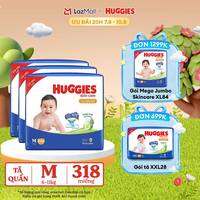 [20h 7-10.8 GIẢM THÊM 90K]  Combo 3 Gói Tã/bỉm quần HUGGIES SKINCARE MEGA JUMBO size M106 miếng/ M102+4 miếng