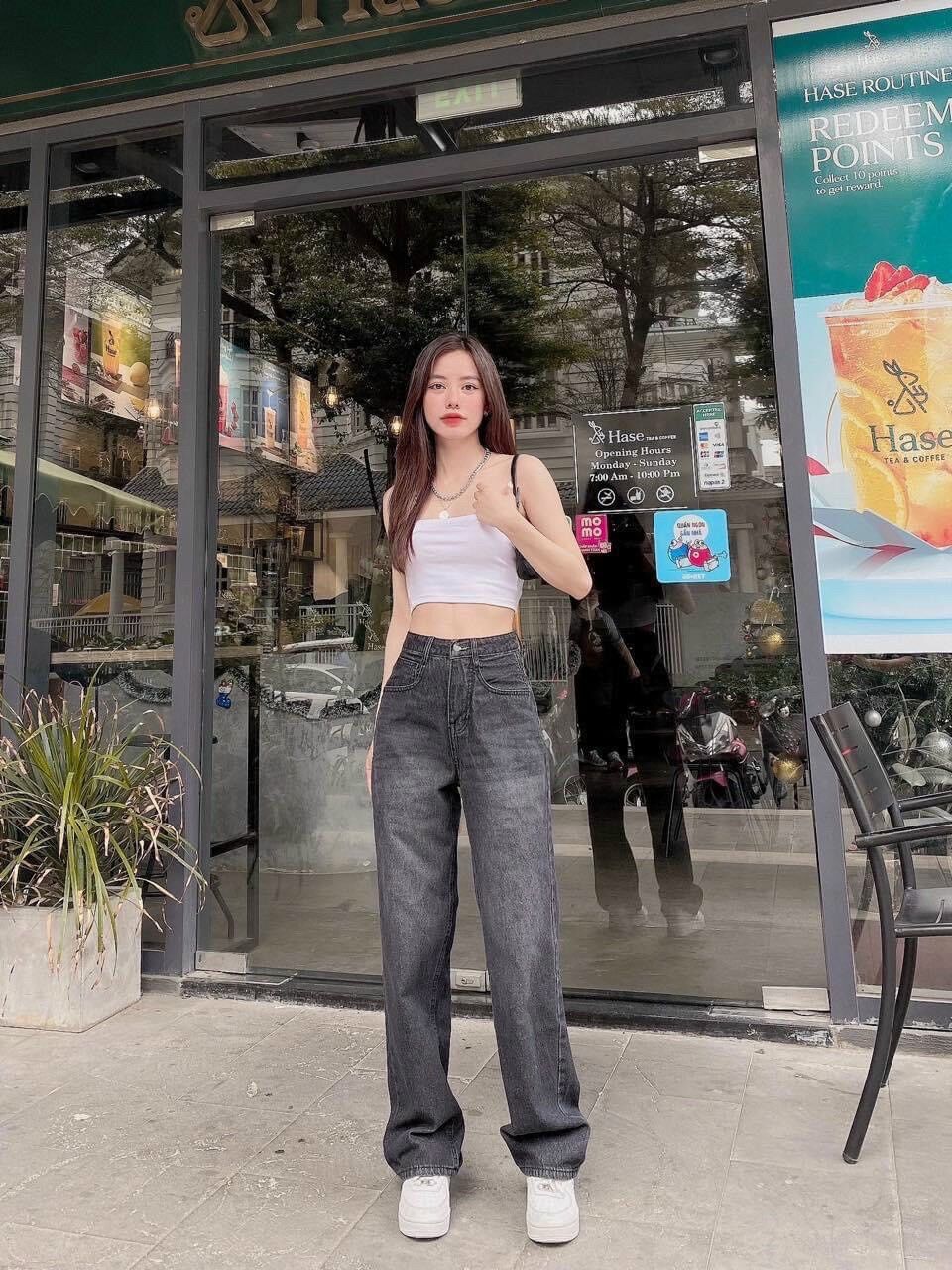 Baggy Jeans Lưng Cao Ống Suông