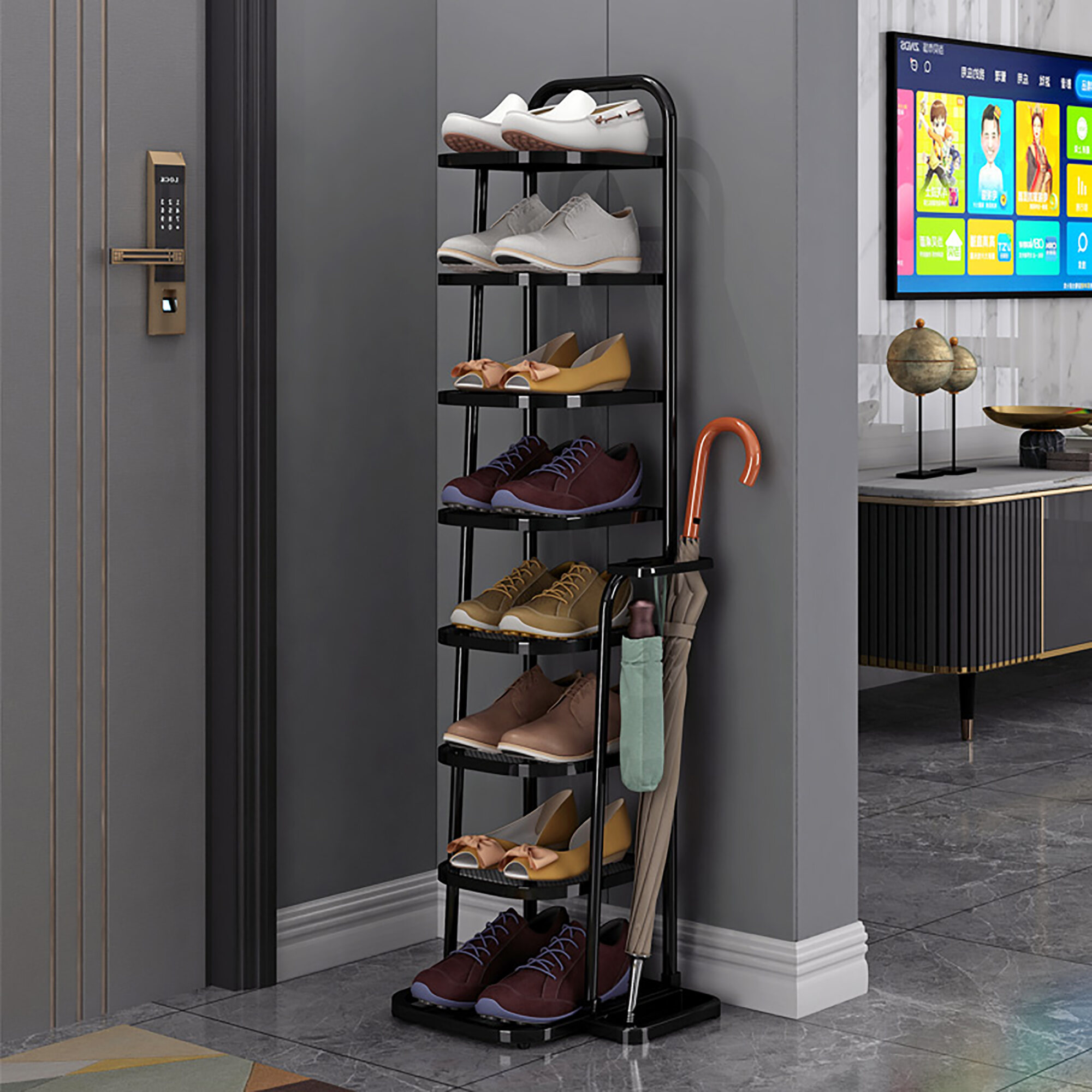 sắt nghệ thuật giày rack kinh tế gia đình nhiều lớp giày tủ phòng khách ngoài trời ký túc xá dễ dàng