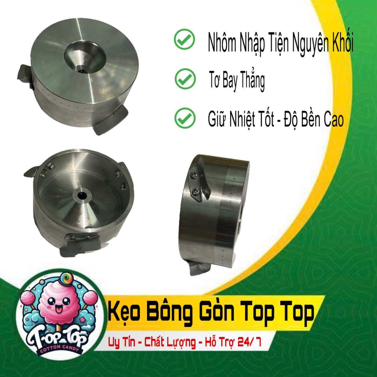 Lu làm kẹo bông gòn ( Cối nhôm tiện nguyên khối)
