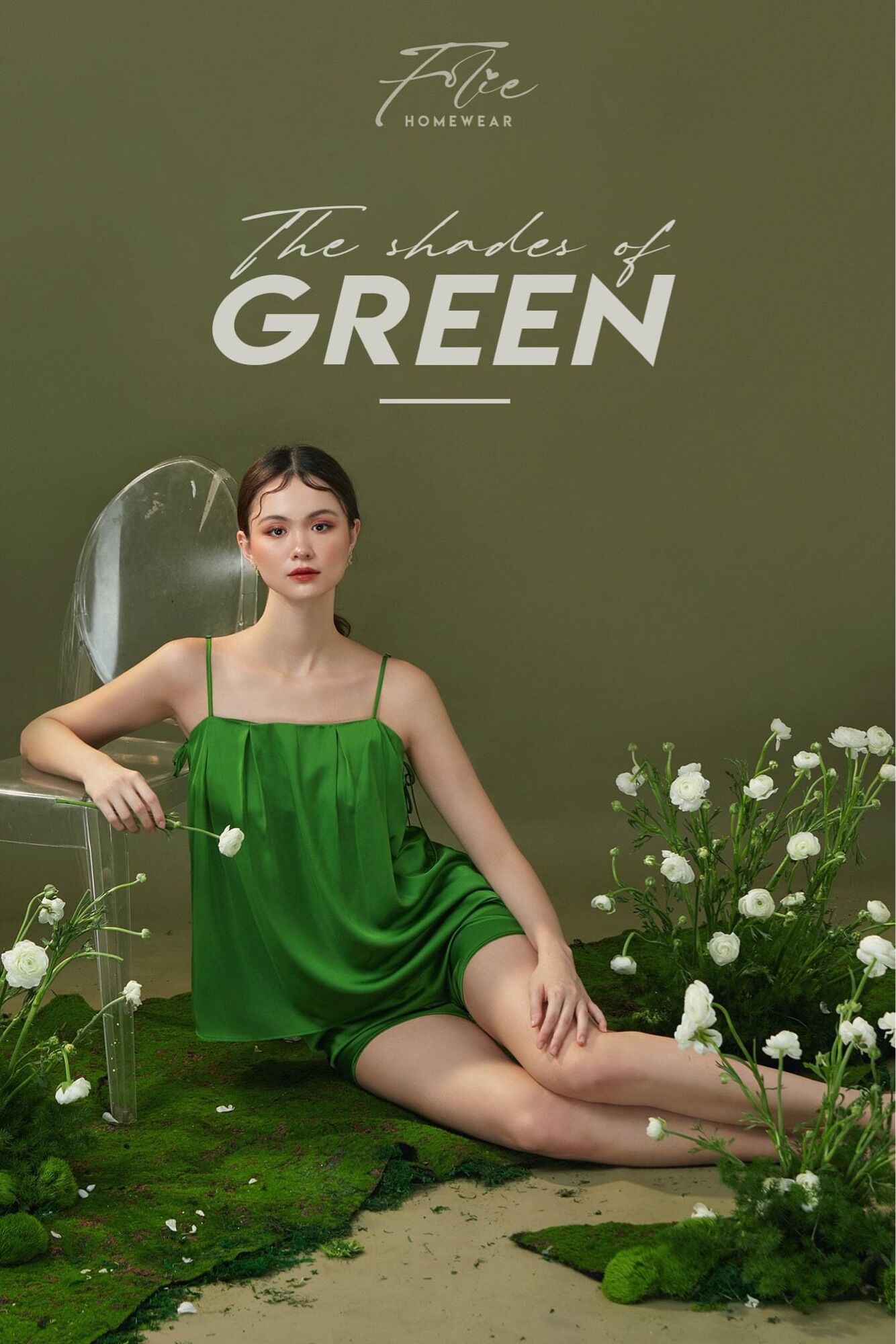 Folie Homewear đồ mặc nhà 2 dây quần short lụa FB102.1