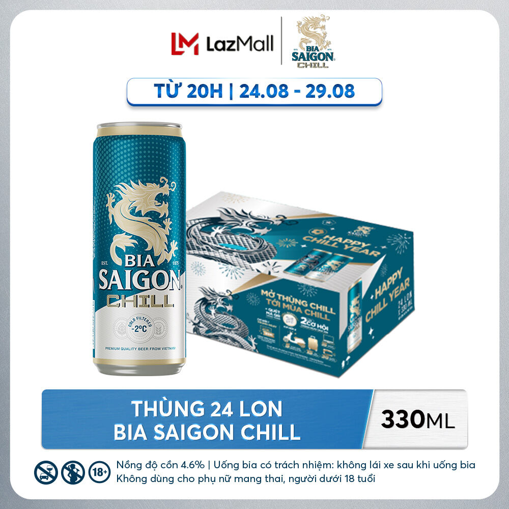 Thùng 24 lon bia saigon chill - 330ml/lon