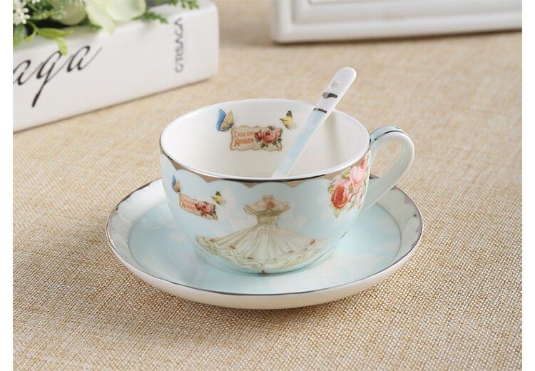 Bộ ấm chén đun nến pha trà màu xanh nhạt cao cấp