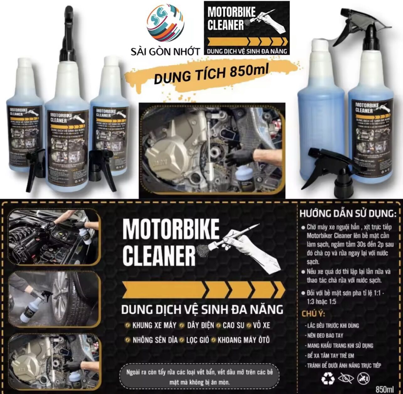 Dung dịch tẩy rửa đa năng motorbike cleaner 850ml