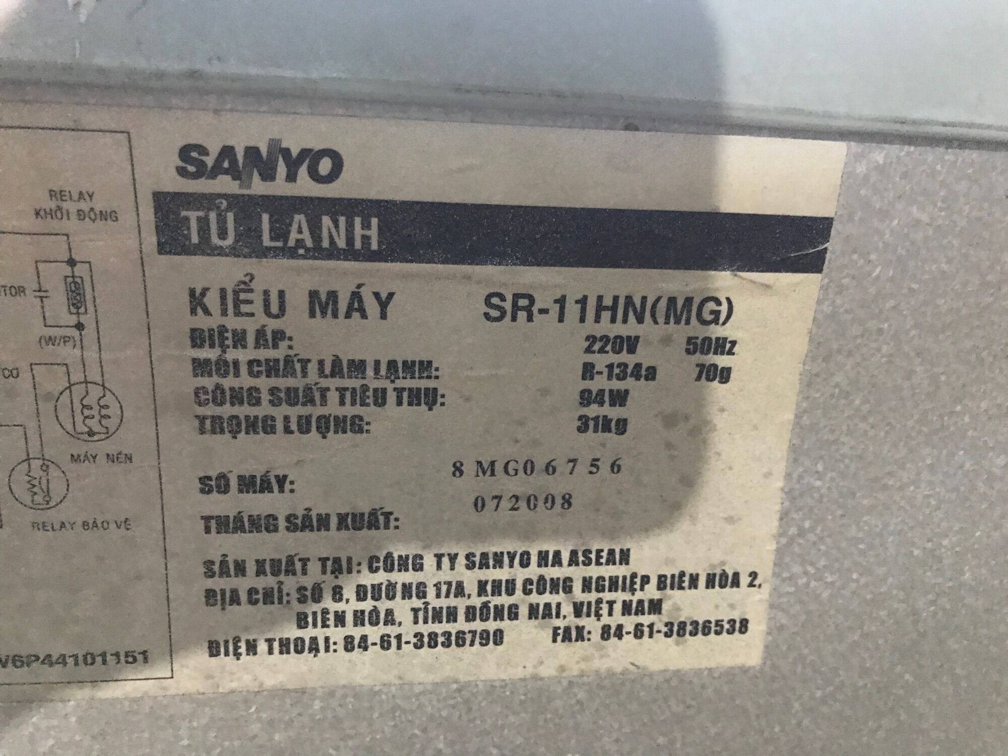 Tủ lạnh sanyo 120 lít quạt gió cũ dùng tốt