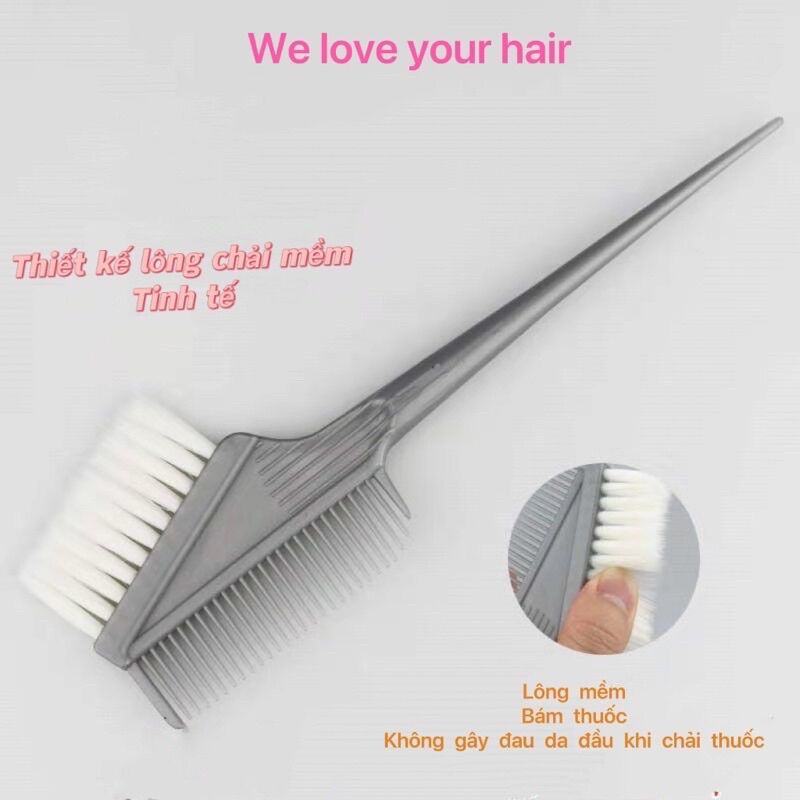 Com bo 3 chổi lược nhuộm tóc vào thuốc hoá chất uốn nhuộm ép