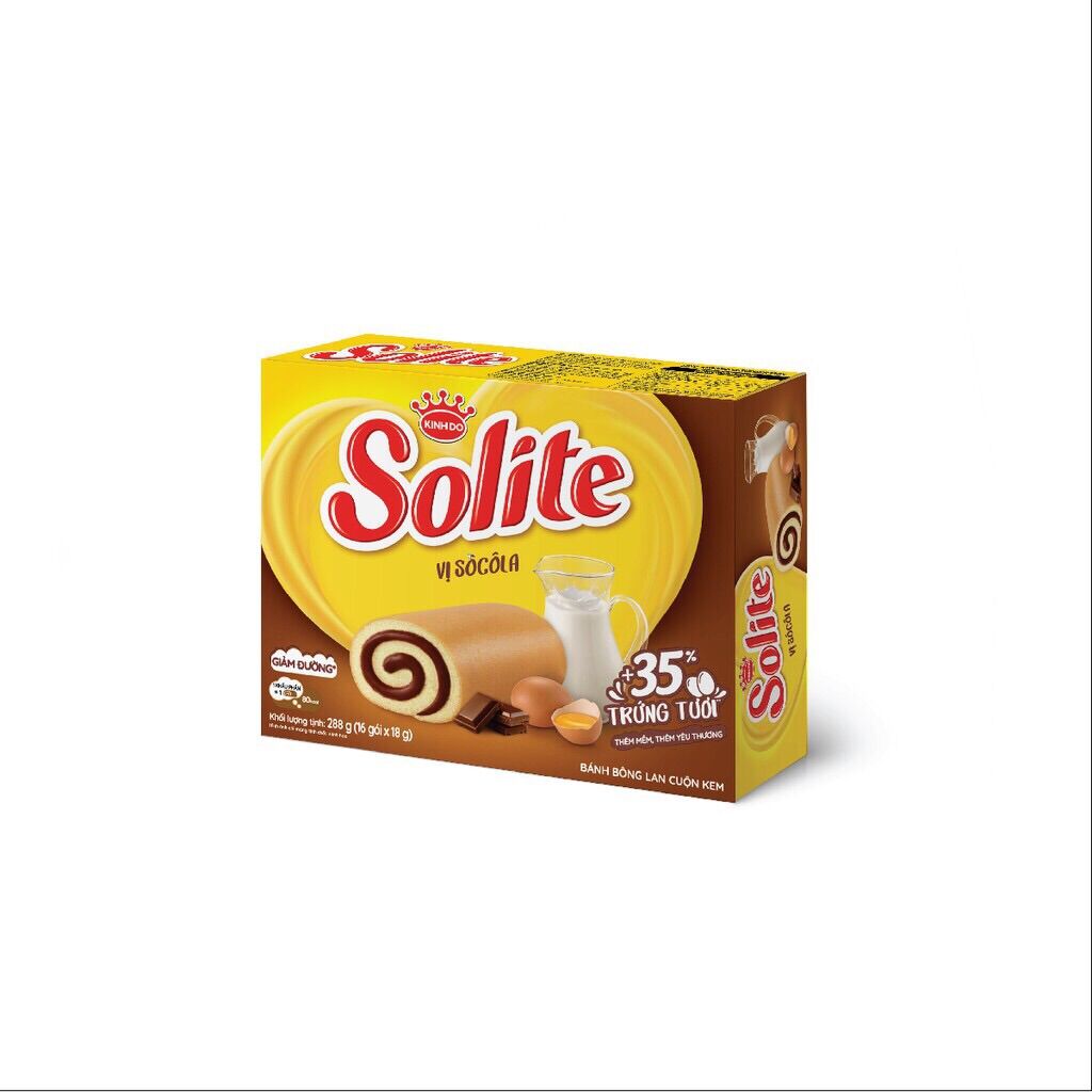 Bánh cuộn Solite hương socola hộp 16 gói 288g