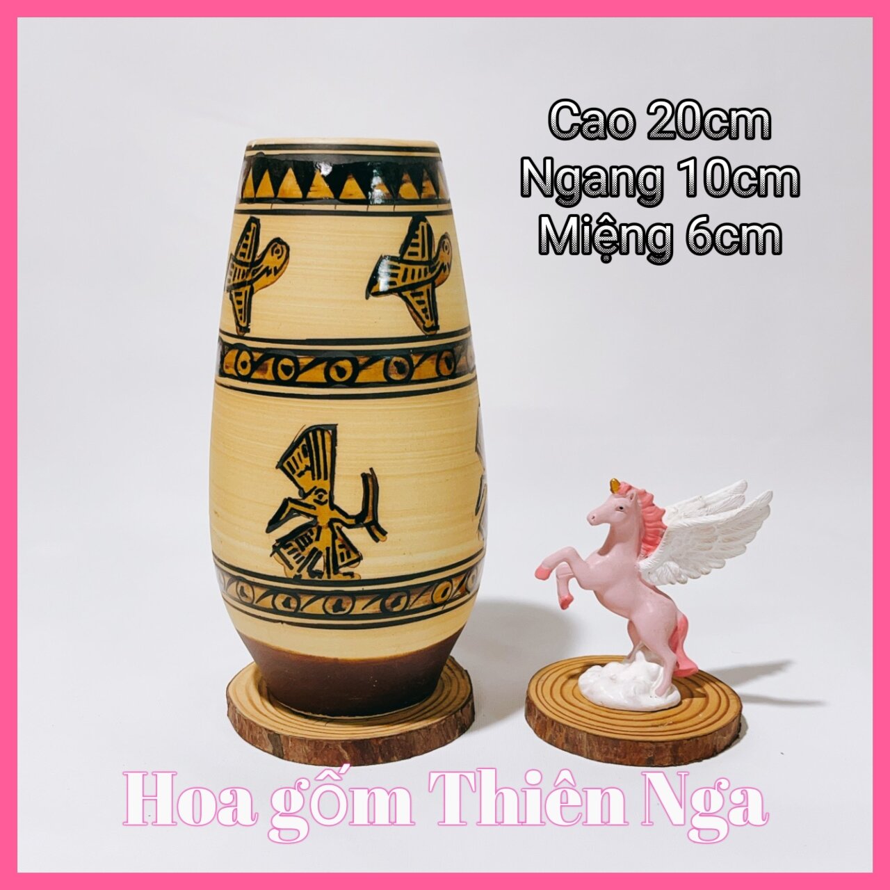 Bình, lọ cắm hoa gốm sứ Bát Tràng cao 20cm