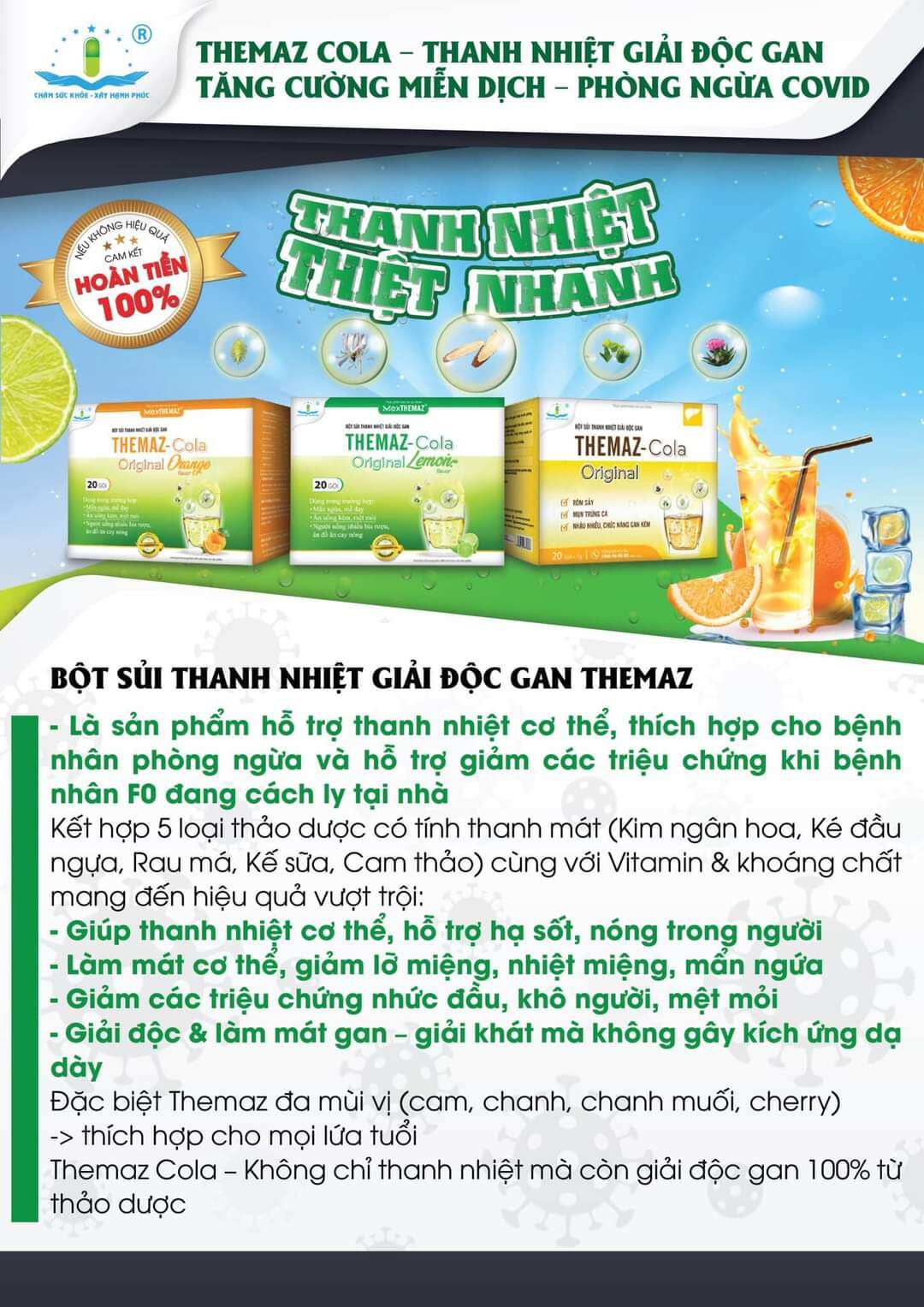 bột sủi thảo dược thanh nhiệt THEMAZ