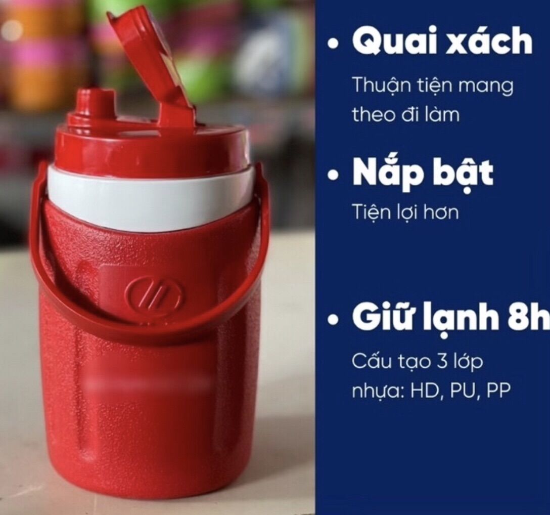 Bình nước giữ nhiệt có vòi và tay xách 1.5L Tý Liên