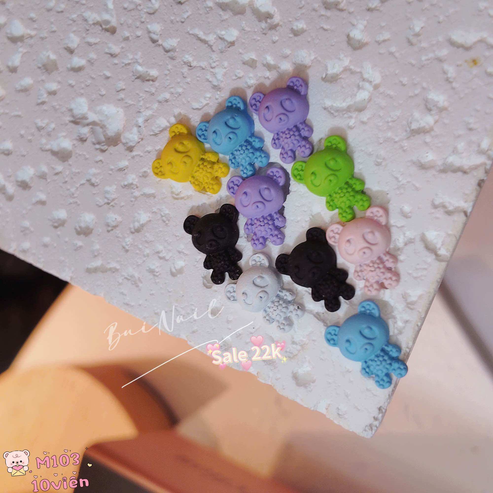 CHARM GẤU KIM LOẠI M103 set 10viên