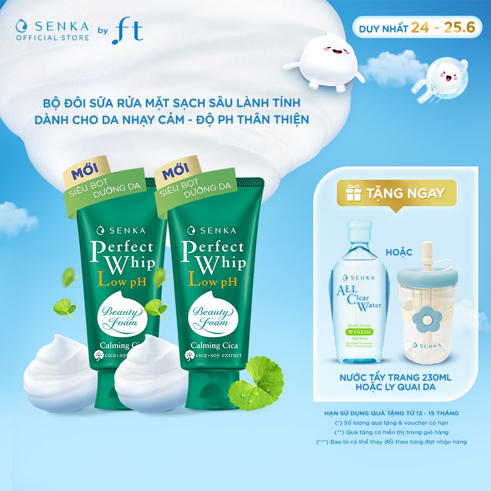 Bộ đôi sữa rửa mặt sạch sâu lành tính SENKA PERFECT WHIP CICA 100GX2